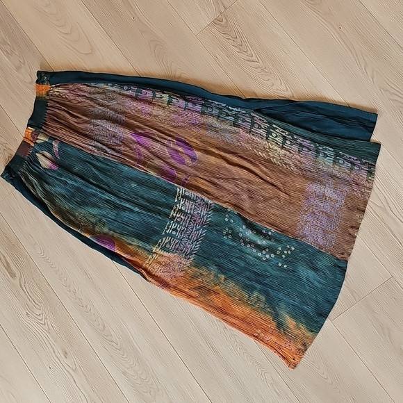 Aysha Bali Linen Rayon Blend Boho Maxi Skirt, Small - Picture 12 of 14